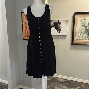 Black Button-Down Sleeveless Dress